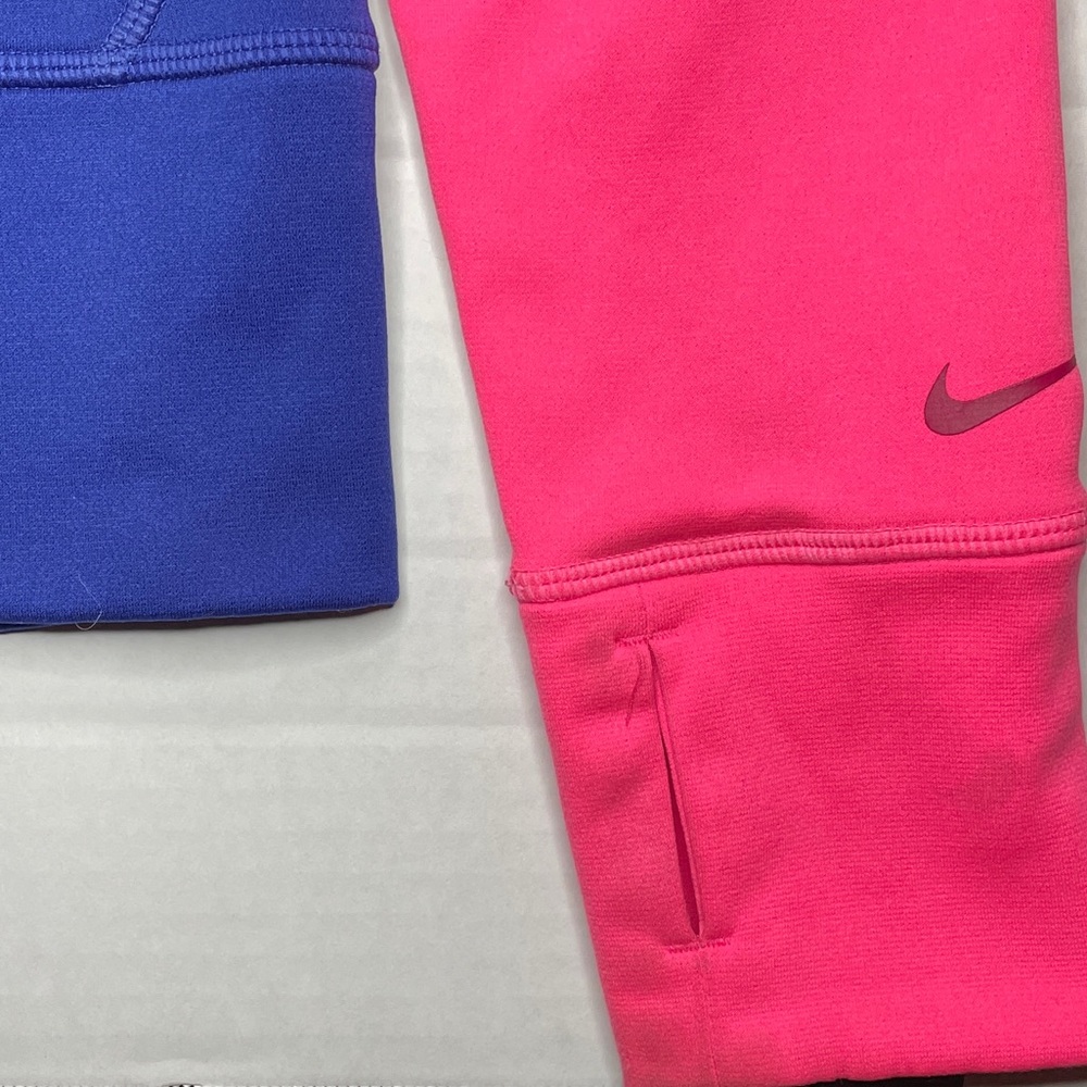 NIKE Womens Small Hoodie Purple Pink Therma Fit Thumb Holes Fleece Slim Pullover - Picture 3 of 7